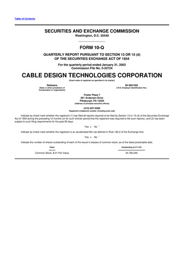 Thumbnail Belden 10-Q Quarterly Report FY 