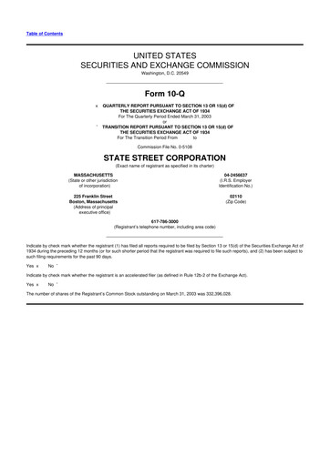 Thumbnail State Street Corporation
 10-Q Quarterly Report FY 