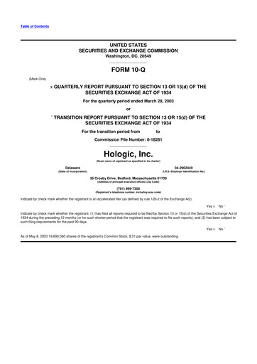 Miniature Hologic 10-Q Rapport trimestriel  