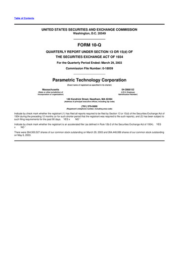 Thumbnail PTC 10-Q Quarterly Report FY 