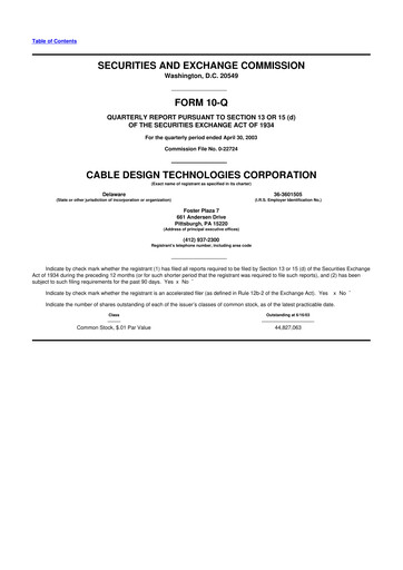 Thumbnail Belden 10-Q Quarterly Report FY 