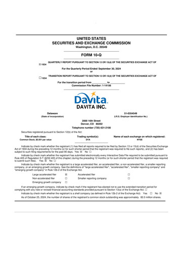 Thumbnail DaVita 10-Q Quarterly Report FY2024 