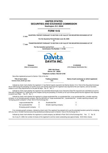 Thumbnail DaVita 10-Q Quarterly Report FY2026 