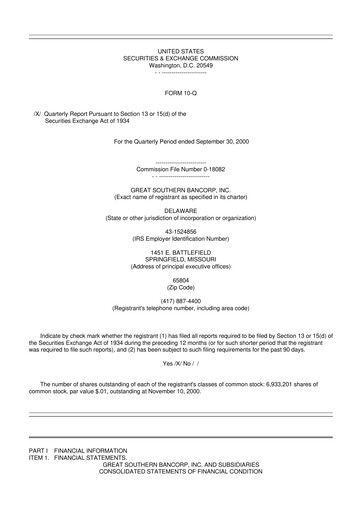 Thumbnail Great Southern Bancorp 10-Q Quarterly Report FY 