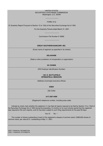 Thumbnail Great Southern Bancorp 10-Q Quarterly Report FY 