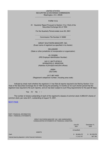 Thumbnail Great Southern Bancorp 10-Q Quarterly Report FY 