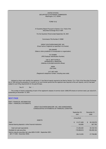 Thumbnail Great Southern Bancorp 10-Q Quarterly Report FY 