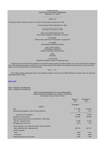 Thumbnail Great Southern Bancorp 10-Q Quarterly Report FY 