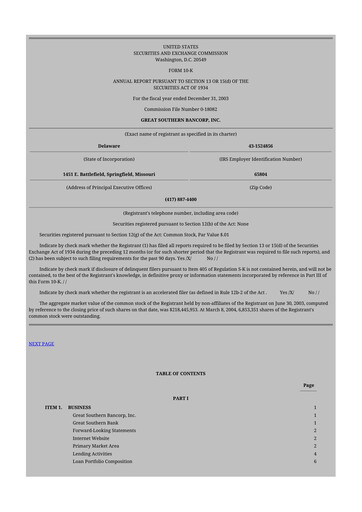 Thumbnail Great Southern Bancorp 10-K Annual Report 