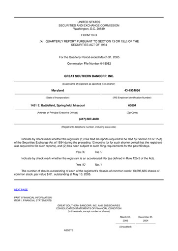 Thumbnail Great Southern Bancorp 10-Q Quarterly Report FY 