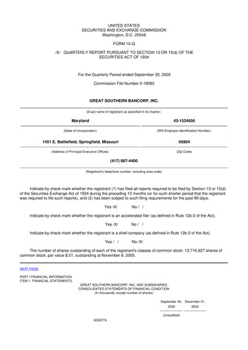 Thumbnail Great Southern Bancorp 10-Q Quarterly Report FY 