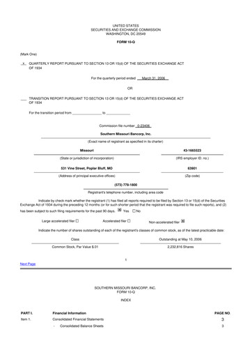 Thumbnail Southern Missouri Bancorp 10-Q Quarterly Report FY 