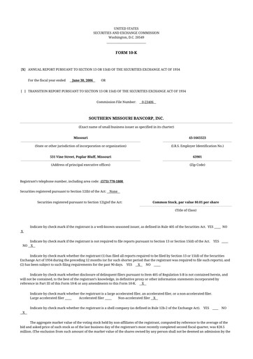 Thumbnail Southern Missouri Bancorp 10-K Annual Report 