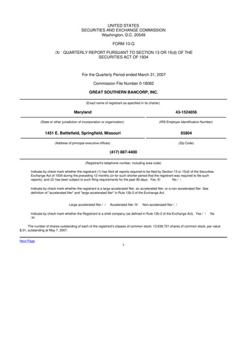 Thumbnail Great Southern Bancorp 10-Q Quarterly Report FY 