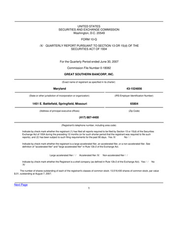 Thumbnail Great Southern Bancorp 10-Q Quarterly Report FY 