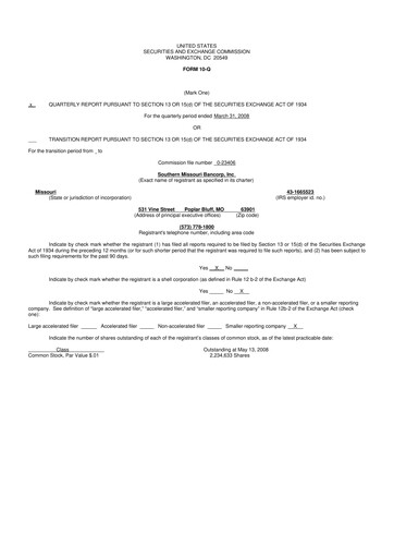 Thumbnail Southern Missouri Bancorp 10-Q Quarterly Report FY 