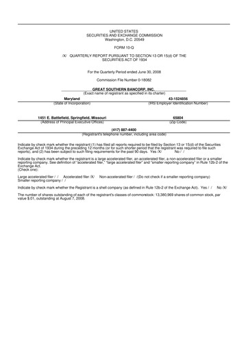 Thumbnail Great Southern Bancorp 10-Q Quarterly Report FY 