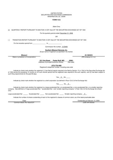 Thumbnail Southern Missouri Bancorp 10-Q Quarterly Report FY 