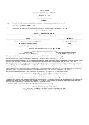 Thumbnail Southern Missouri Bancorp 10-K Annual Report 