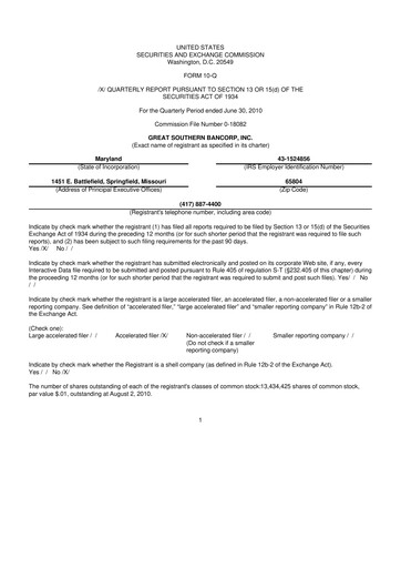 Thumbnail Great Southern Bancorp 10-Q Quarterly Report FY 