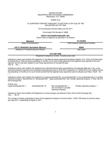 Thumbnail Great Southern Bancorp 10-Q Quarterly Report FY2011 
