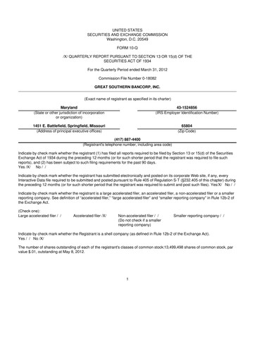 Thumbnail Great Southern Bancorp 10-Q Quarterly Report FY2012 
