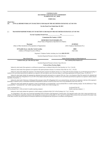 Miniature HomeTrust Bancshares
 10-K Rapport annuel 2013