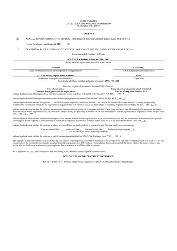 Thumbnail Southern Missouri Bancorp 10-K Annual Report 2013