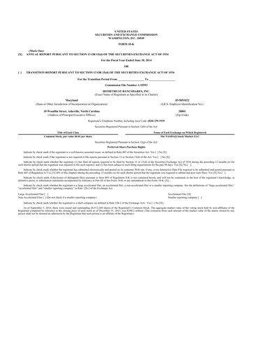 Miniature HomeTrust Bancshares
 10-K Rapport annuel 2014