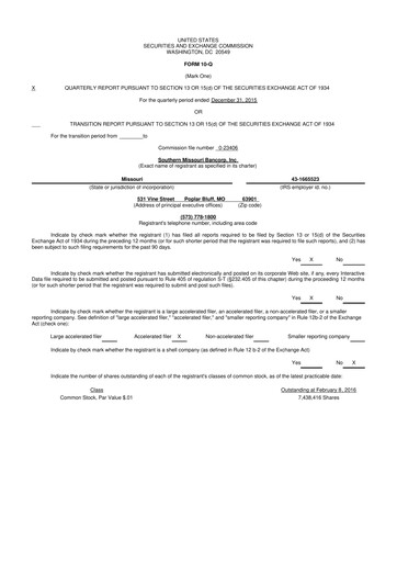 Thumbnail Southern Missouri Bancorp 10-Q Quarterly Report FY 