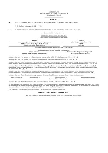 Thumbnail Southern Missouri Bancorp 10-K Annual Report 2016