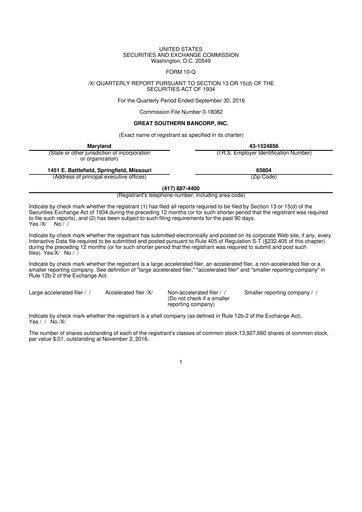 Thumbnail Great Southern Bancorp 10-Q Quarterly Report FY2016 