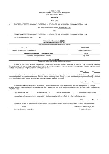 Thumbnail Southern Missouri Bancorp 10-Q Quarterly Report FY2017 