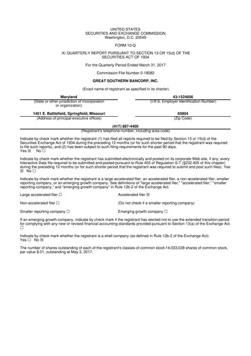 Thumbnail Great Southern Bancorp 10-Q Quarterly Report FY2017 