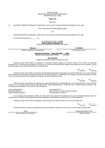 Thumbnail Southern Missouri Bancorp 10-Q Quarterly Report FY2017 