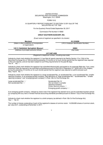 Thumbnail Great Southern Bancorp 10-Q Quarterly Report FY2017 
