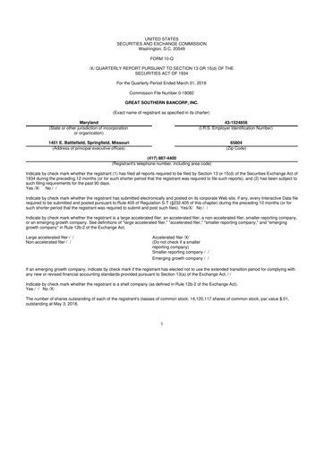 Thumbnail Great Southern Bancorp 10-Q Quarterly Report FY2018 