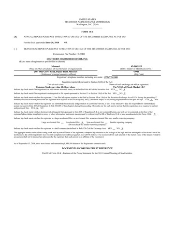 Thumbnail Southern Missouri Bancorp 10-K Annual Report 2018