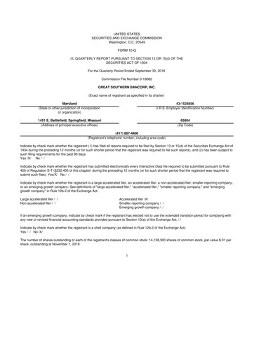 Thumbnail Great Southern Bancorp 10-Q Quarterly Report FY2018 
