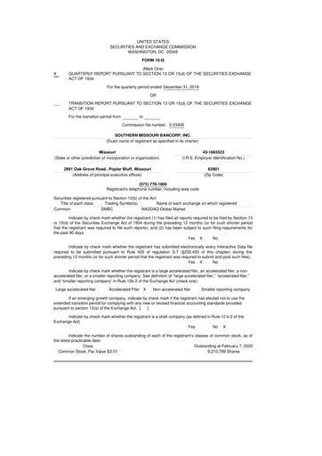 Thumbnail Southern Missouri Bancorp 10-Q Quarterly Report FY2020 