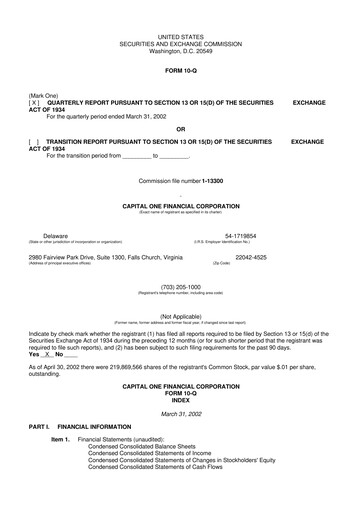 Thumbnail Capital One 10-Q Quarterly Report FY 