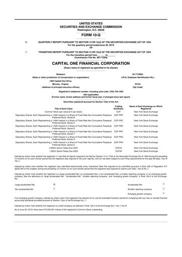 Thumbnail Capital One 10-Q Quarterly Report FY2019 