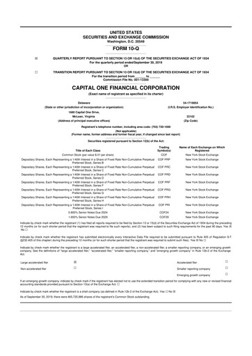 Thumbnail Capital One 10-Q Quarterly Report FY2019 