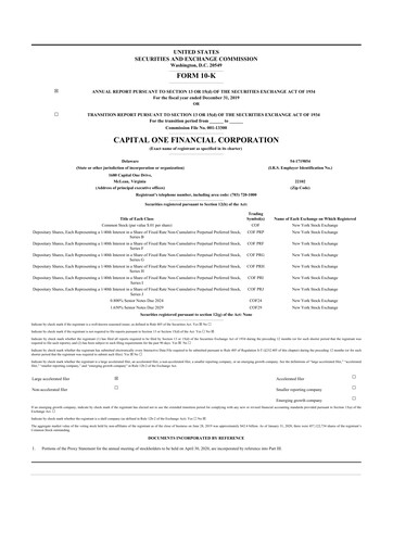 Miniature Capital One 10-K Rapport annuel 2019