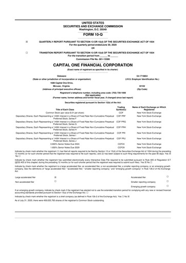 Thumbnail Capital One 10-Q Quarterly Report FY2020 