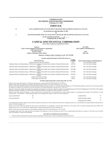 Miniature Capital One 10-K Rapport annuel 2021