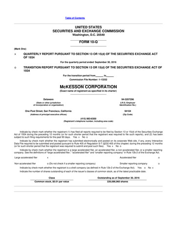 Miniature McKesson 10-Q Rapport trimestriel 2017 