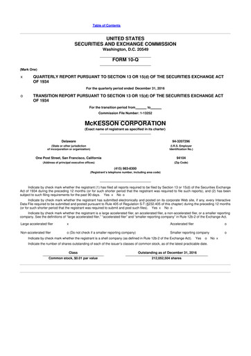 Miniature McKesson 10-Q Rapport trimestriel 2017 