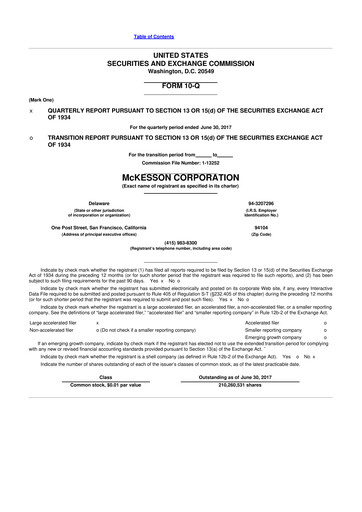 Miniature McKesson 10-Q Rapport trimestriel 2018 