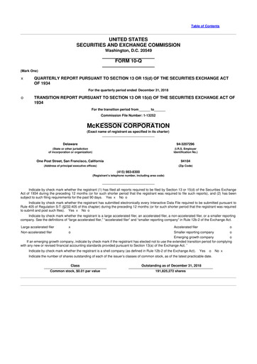 Miniature McKesson 10-Q Rapport trimestriel 2019 
